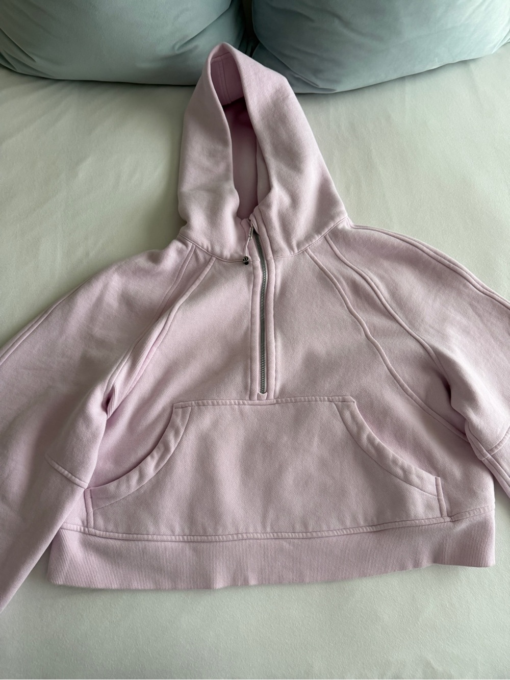 Lululemon Cropped Scuba Light Pink Half-Zip Hooded Pullover
